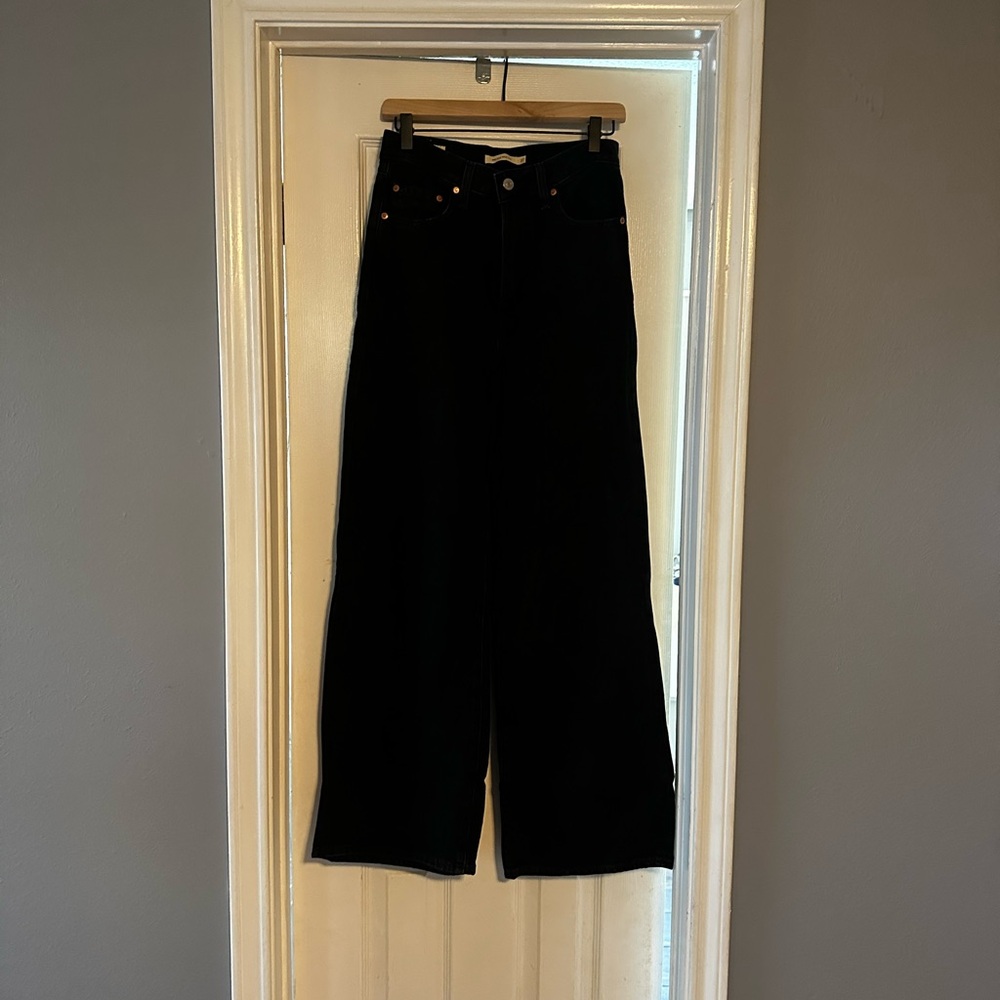 Levi's Black Denim with Brown Leather Patch
